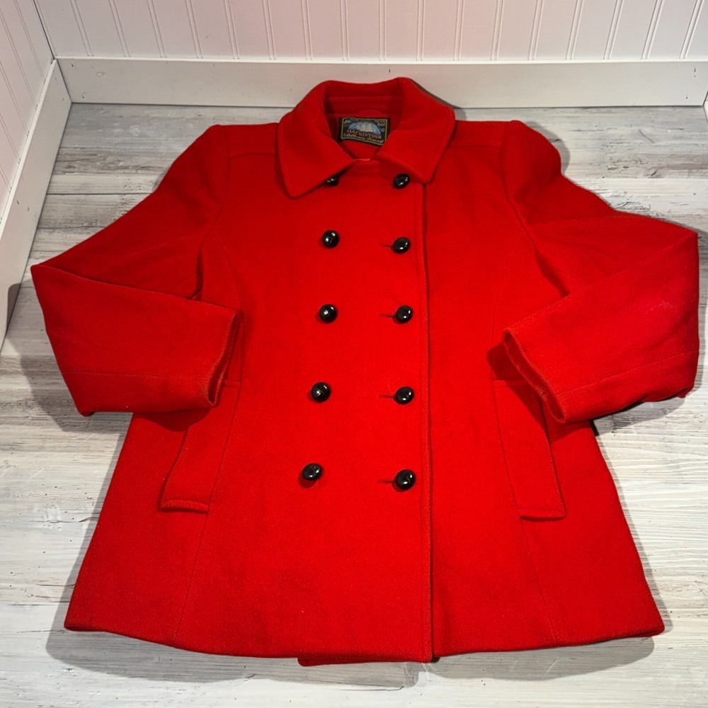 Mackintosh Size 10-11 Red Wool Authentic Peacoat Coat Jacket‎ Made In USA